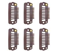 Generic 50 Clip per Parrucche con Pettine a Scatto, 8 Punte, Impugnature per Capelli in Acciaio Inossidabile per Parrucche di Estensione dei Capelli, Connettori Fai Te (MEDIUM BROWN)
