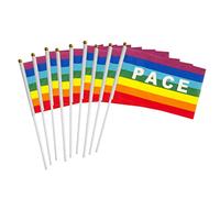 Generic 50 Pezzi Mini Bandiere della Pace Bandiere della Pace Tenute in Mano Arcobaleno Pacifiste Poliestere Resistente Sbiadimento per la Decorazione Esterna di Fes (#1)