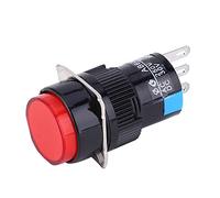 Generic 5PCS Interruttore a Pulsante Momentaneo Interruttore a Pulsante Rotondo AC 250V 3A DC 30V 5A Facile da Installare per Elettrodomestici in Metallo (rosso)