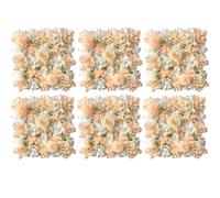 Generic 6 pannelli floreali in seta 3D color champagne e bianco, 38,1 x 38,1 cm, sfondo decorativo per celebrazioni e vendita al dettaglio