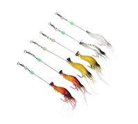 Generic 6 Pezzi Luminosi Esche in Silicone Morbido per Gamberetti Finti con Gancio Girevole Perline per Pesce Gatto Spigola Pesce Persico Passera Trota Acqua Salata Pesca d'Acqua Dolce