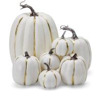 Generic 7 Pezzi Zucche Decorative Finte Set Zucca Finta Ornamenti Decorativi Centrotavola Autunno Materiale in Schiuma Facile da Disporre E Riporre Adatto per Halloween Ringraziamento Feste Casa