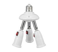 Generic Adattatore Lampada E27 E26 Prolunga Presa Luce 3 in 1 con Interruttore a Pulsante, 85-265 V, Materiale ABS