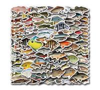 Generic Adesivi divertenti a forma di pesce, 110 adesivi per album di ritagli, bomboniere per chitarra, skateboard, telefono, computer, laptop, decalcomanie impermeabili per gli appassionati di pesca