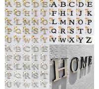 Generic Adesivo da parete 3D, 15 cm, oro - intero alfabeto e numeri - decorazione da parete grande specchio decorazione per la casa, il matrimonio, piccolo adesivo acrilico adesivo da parete