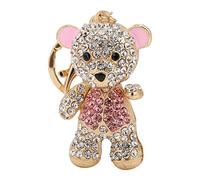 Generic Adorabile Portachiavi con Strass a Forma di Orso, Simpatico Portachiavi Decorativo Rosa per Chiavi, Regalo Perfetto per Ragazze, Elettrolitico Rispettoso Dell'ambiente
