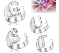 Generic Anelli G U T S per set, gioielli ispirati ad album per fan cantanti, regali, lettere anello di apertura con iniziali vuote nome anelli