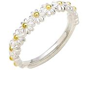 Generic Anello da donna, anello margherita regolabile, anello aperto fiore margherita, anello margherita piccola vintage, anello di fidanzamento stile vintage, regalo donna Forte e duraturo