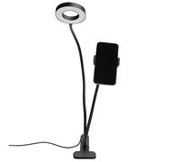 Generic Anello Luminoso a LED 2in1 Dimmerabile con Supporto per Telefono per Selfie Trucco in Live Streaming - Lega di Alluminio 70 Cm