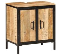 Generic Armadietto per lavabo, 55 x 35 x 60 cm in legno massello, mango e ferro, la soluzione ideale per riporre il tuo bagno con spazio sufficiente per articoli da toeletta e articoli da bagno