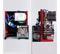 Generic ATx M-ATX/ITX Piattaforma di Test di Overclock Telaio in Alluminio per Appassionati di Fai da Te Maniglia per Giochi per PC e Grafici (rosso)