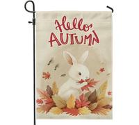 generic Autunno Kawaii Coniglio Front Yard Backyard Verticale Giardino Bandiere 30x45 Doppio Lato per Esterno, Ciao Autunno Divertente Coniglietto Piccole Bandiere di Lino Casa, Foglie d'Acero Home