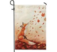 Generic Bandiera da giardino con volpe autunnale, volpe arancione con foglie cadenti, decorazione su entrambi i lati in iuta per esterni per la stagione autunnale, 30,5 x 45,7 cm