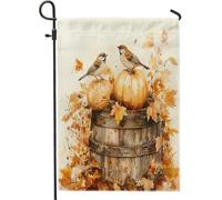 Generic Bandiera da giardino in legno con passero autunnale, 30,5 x 45,7 cm, double face, arancione, rosso/marrone, Ringraziamento