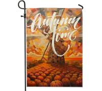generic Bandiere autunnali da giardino con mulino a vento da 30,5 x 45,7 cm, double face, per decorazione esterna, bandiera rustica autunnale in tela per casa, raccolta all'aperto piccola bandiera per