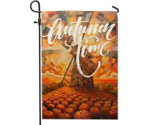 generic Bandiere autunnali da giardino con mulino a vento da 30,5 x 45,7 cm, double face, per decorazione esterna, bandiera rustica autunnale in tela per casa, raccolta all'aperto piccola bandiera per