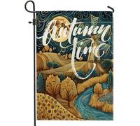 generic Bandiere autunnali da giardino con mulino a vento da 30,5 x 45,7 cm, per esterni, bandiere verticali standard per la casa in lino con luna autunnale, bandiere per la casa, per il raccolto