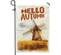 generic Bandiere autunnali da giardino con mulino a vento da 30,5 x 45,7 cm, per esterni, bandiere verticali per la casa in lino rustico, stile rustico, per casa, giardino, cortile, prato, decorazioni