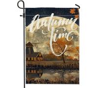 generic Bandiere autunnali da giardino con mulino a vento da 30,5 x 45,7 cm per esterni, bandiere verticali standard per la casa in lino con luna autunnale, bandiere per la casa, per il raccolto