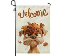 generic Bandiere da giardino a forma di boxer autunnali, 30,5 x 45,7 cm, double face, per esterni, decorazione per esterni, graziosa pianta di cane autunnale, bandiera in tela per casa, cucciolo di