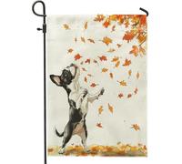 generic Bandiere da giardino autunnali in acero Boston Terrier, 30,5 x 45,7 cm, per esterni, con graziosa pianta di cane, bandiere verticali standard per la casa, per cuccioli di animali domestici