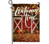 generic Bandiere da giardino autunnali rosse legnose da 30,5 x 45,7 cm, per esterni, rustiche e verticali, in lino, per casa, casa, cortile, cortile, prato, decorazione per esterni