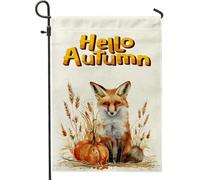 generic Bandiere da giardino autunnali Weid Fox 30,5 x 45,7 cm per esterni, bandiere verticali standard per la casa in lino con zucca autunnale, bandiera per la casa, per il raccolto del grano
