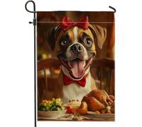generic Bandiere da giardino con boxer divertenti autunnali, 30,5 x 45,7 cm, double face, per esterni, decorazione per esterni, bandiera autunnale unica in tela per cortile, casa, cuccioli, animali