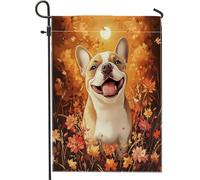 generic Bandiere da giardino con bulldog francese autunnale, 30,5 x 45,7 cm, double face, decorazione per esterni, graziosa pianta di cane autunnale, bandiera in tela per casa, cucciolo di animale