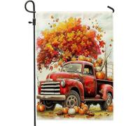 generic Bandiere da giardino con camion rosso autunnale 30,5 x 45,7 cm per esterni, bandiere verticali standard per la casa in lino autunnale, bandiere per la casa in lino, raccolto ad acquerello