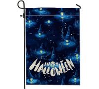 generic Bandiere da giardino con cappello da strega trippy, 30,5 x 45,7 cm, per esterni, bandiere verticali standard per la casa in lino, arte horror per cortile, cortile, prato, decorazioni per