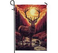 generic Bandiere da giardino con cervi autunnali, 30,5 x 45,7 cm, per esterni, paesaggi boschivi autunnali, bandiere verticali standard per la casa, caccia nella foresta, cortile, cortile, prato