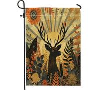 generic Bandiere da giardino con cervo autunnale, 30,5 x 45,7 cm, double face, decorazione per esterni, bandiera autunnale retrò con fiori e animali, bandiera per casa, fauna selvatica all'aperto