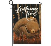 generic Bandiere da giardino con orso autunnale, 30,5 x 45,7 cm, per esterni, paesaggi forestali autunnali, bandiere verticali standard per la casa, animali selvatici, animali selvatici, cortile