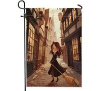 generic Bandiere da giardino di Halloween Little Witch 30,5 x 45,7 cm, double face, per esterni, decorazione per esterni, bandiera per casa in tela Weird Magic Witchy, bandiera per casa, cartone