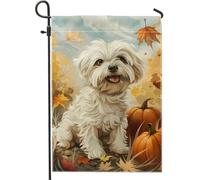 generic Bandiere da giardino maltesi autunnali 30,5 x 45,7 cm per esterni, bandiere verticali standard per la casa in lino con zucca autunnale, bandiere per la casa in lino, foglie d'acero per