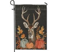 generic Bandiere verticali da giardino a tema cervo autunnale per cortile anteriore e cortile, 30 x 45 cm, double face, per esterni, autunnali, uniche in stile retrò, piccole bandiere per la casa, in