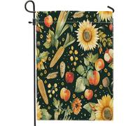 generic Bandiere verticali da giardino autunnali con girasole e mais, 30,5 x 45,7 cm, double face, per esterni, bandiere autunnali hippy zucca, piccole bandiere per casa in lino, bandiere per la casa