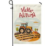 generic Bandiere verticali da giardino autunnali con trattore anime, 30,5 x 45,7 cm, double face, per esterni, divertenti bandiere autunnali per la casa, piccole bandiere per la casa in lino, raccolto