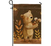 generic Bandiere verticali da giardino autunnali Kawaii Bear Front Yard Backyard 30,5 x 45,7 cm double face per esterni, bandiere autunnali in lino, bandiere per la casa del portico della fauna