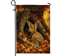generic Bandiere verticali da giardino autunnali Kawaii con cervi anteriori e cortili, 30,5 x 45,7 cm, double face, per esterni, con animali divertenti per l'autunno, bandiere per la casa e il prato