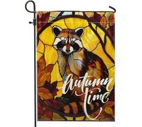 generic Bandiere verticali da giardino in vetro colorato con procione, 30,5 x 45,7 cm, double face, per esterni, piccole bandiere per la casa in lino, bandiere per la casa e il portico della casa