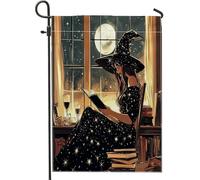 generic Bandiere verticali da giardino per Halloween, strega, cortile, cortile, 30,5 x 45,7 cm, double face, per esterni, anime notte, strega, piccole bandiere per la casa, estetiche e stravaganti