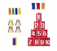 Generic Barattolo Gioco Bambini Set Lattine in Numerata Illustrazioni Esercizio Abilità Coordinazione Movimento Adatto a Ricreazione Casa Parco Scuola, Set A Strisce Arcobaleno Con Numeri Rossi