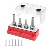 Generic Barra Collettore Veicolare Busbar Terminale M8 Blocco Terminali Nodo Distribuzione Potenza Striscia Conduttiva Copertura Protettiva Anti Contatto Base, Rosso, 4 Colonne M8