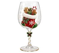 Generic Bicchiere da vino natalizio 2D Holiday Art Calice Babbo Natale | Calice da vino natalizio 2D, design festivo, Babbo Natale, pupazzo di neve, renna, ghirlanda albero di vetro, set regalo