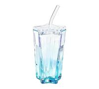 Generic Bicchiere Riutilizzabile a Forma di Alla Moda, Tazza per Tè/acqua, Tazza Da Caffè, Bicchiere di Vetro per Succhi, Caffè Freddo, Acqua, Latte E, Blu