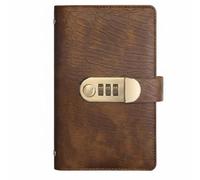 Generic Blocco Password per Soldi Libro Cassa Agenda Budget con Lucchetto Numerico Copertina in Similpelle Testurizzata Tasche Trasparenti Apertura, Marrone Chiaro