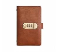Generic Blocco Password per Soldi Libro Cassa Agenda Budget con Lucchetto Numerico Copertina in Similpelle Testurizzata Tasche Trasparenti Apertura, Marrone Scuro