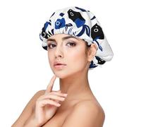 Generic Blu Nero Pesce Stampa Cuffia Raso Cofano Notte Sonno Morbido Capelli Turbanti Per Donne E Ragazze